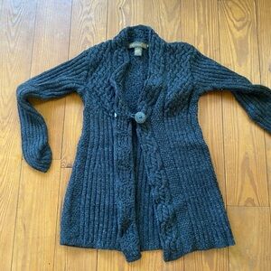 Irish wool Cardigan Charcoal Gray Cable knit